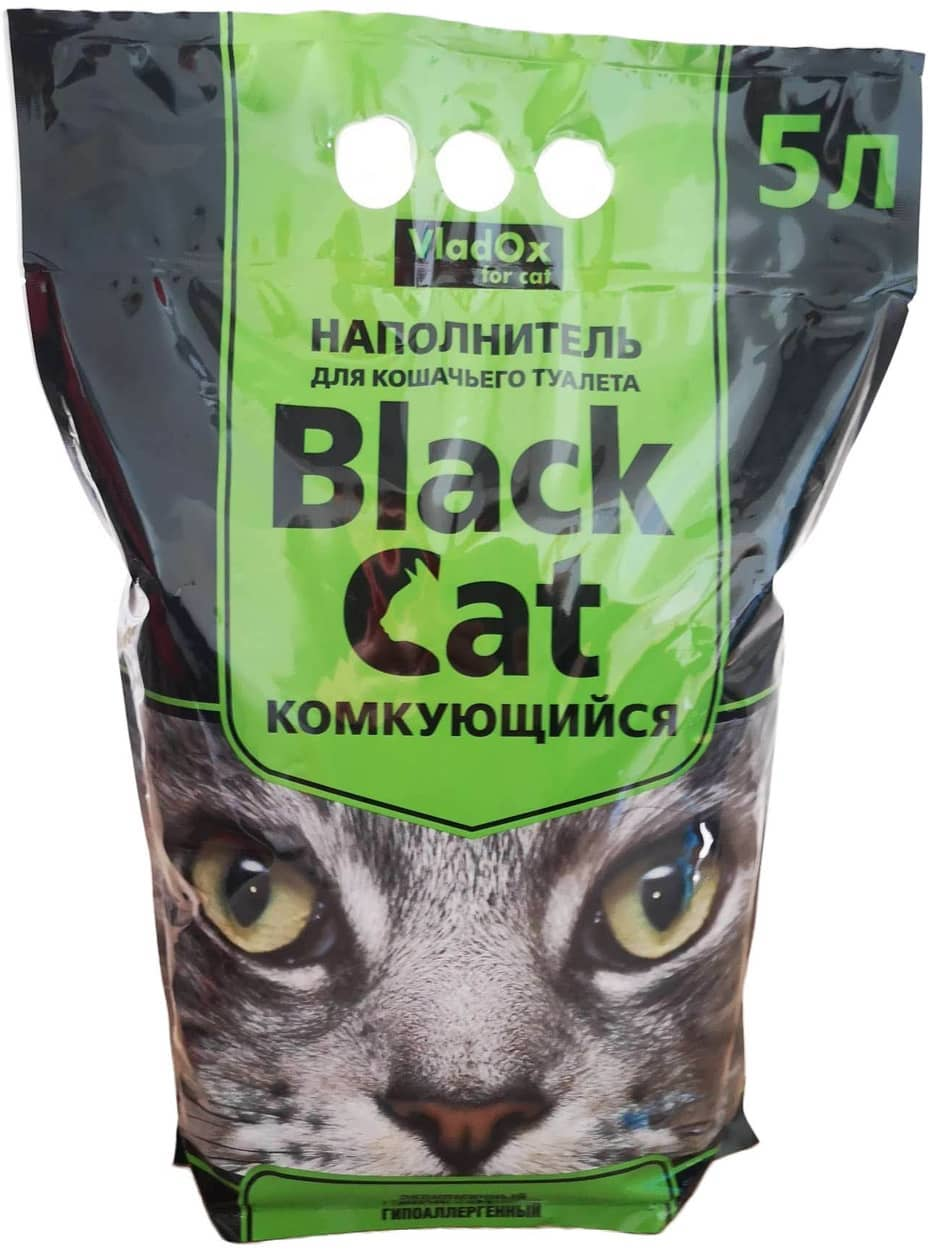 VladOx Black Cat наполнитель для кошачьего туалета комкующийся, 5л
