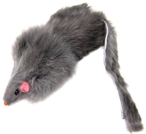 Уют мышь-погремушка, пушистая, натуральный мех 10см