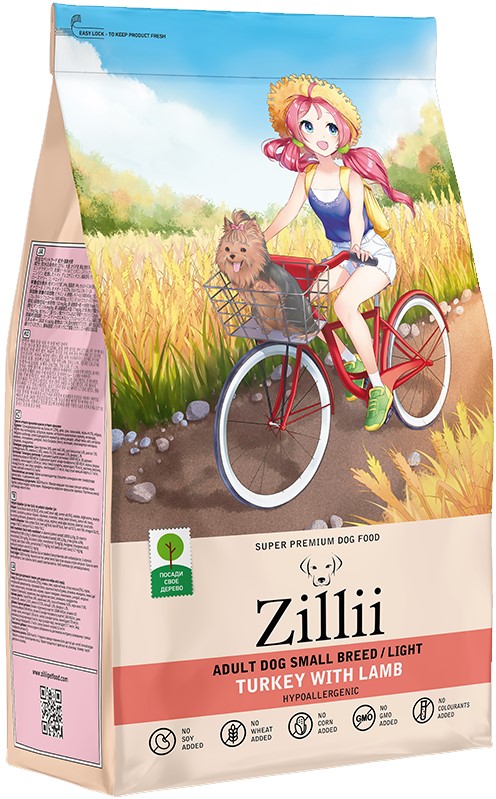 ZILLII Adult Dog Small Breed Light корм для собак мелких пород с избыточным весом Индейка с Ягненком