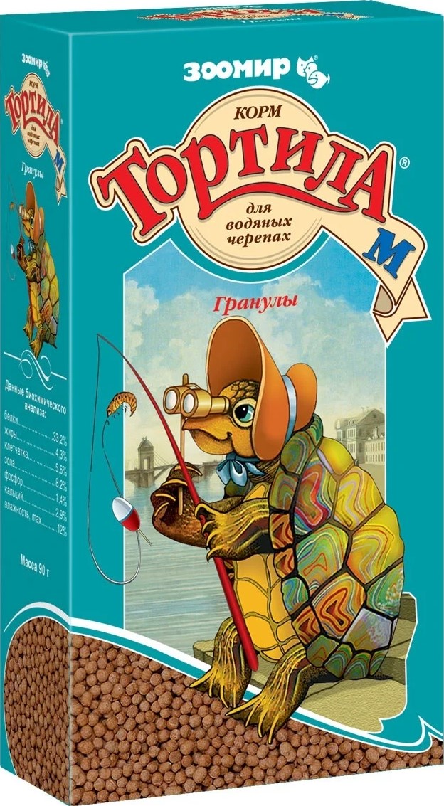 ЗООМИР ТОРТИЛА М гранулы -  гранулированный корм для водяных черепах 90г