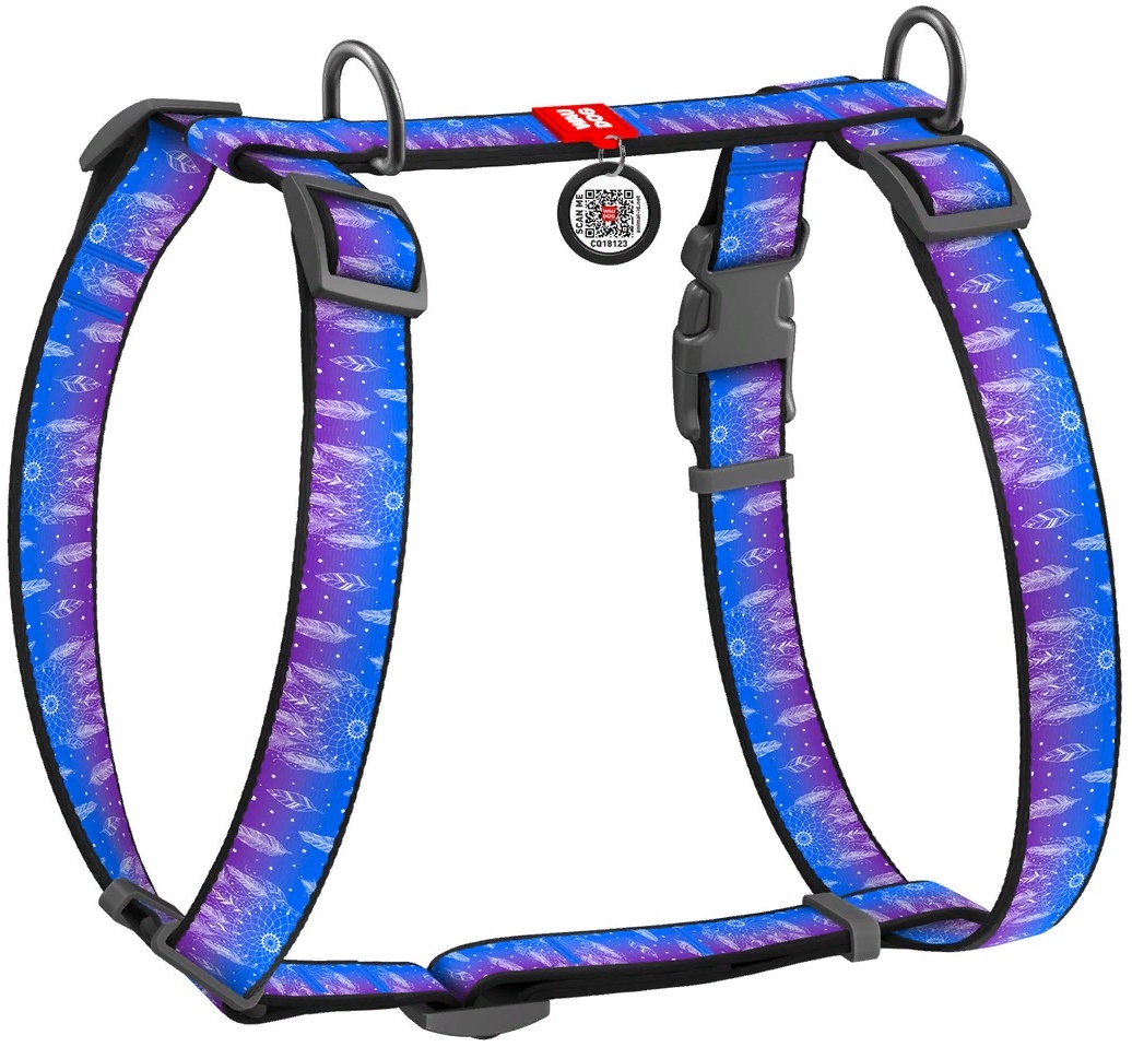 Шлея для собак анатомическая H-образная WAUDOG Nylon 60-100см