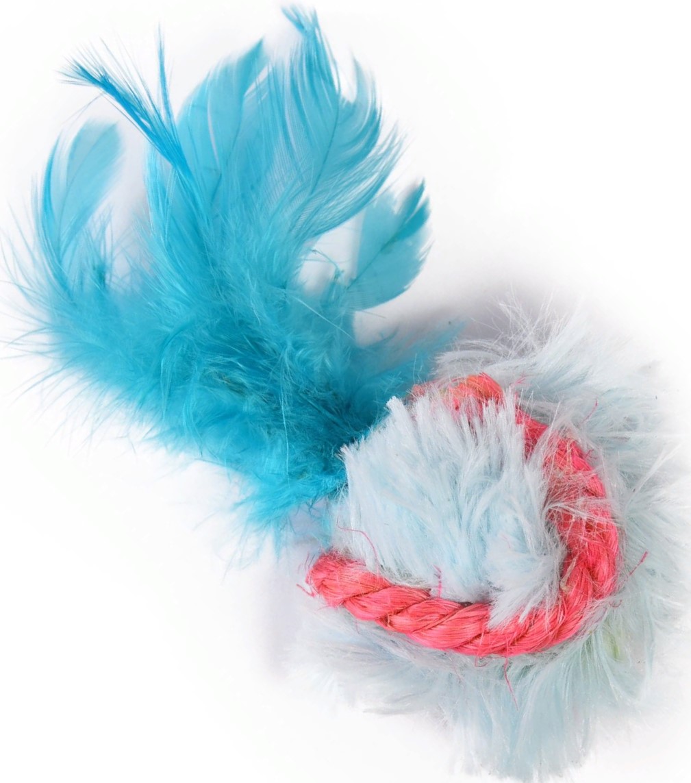 Игрушка для кошек мяч мягкий с перьями