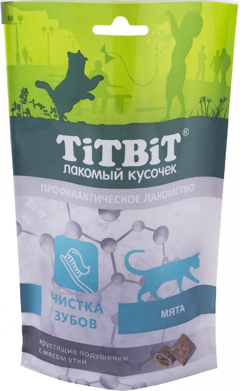 Хрустящие подушечки д/кошек с уткой для чистки зубов 60г