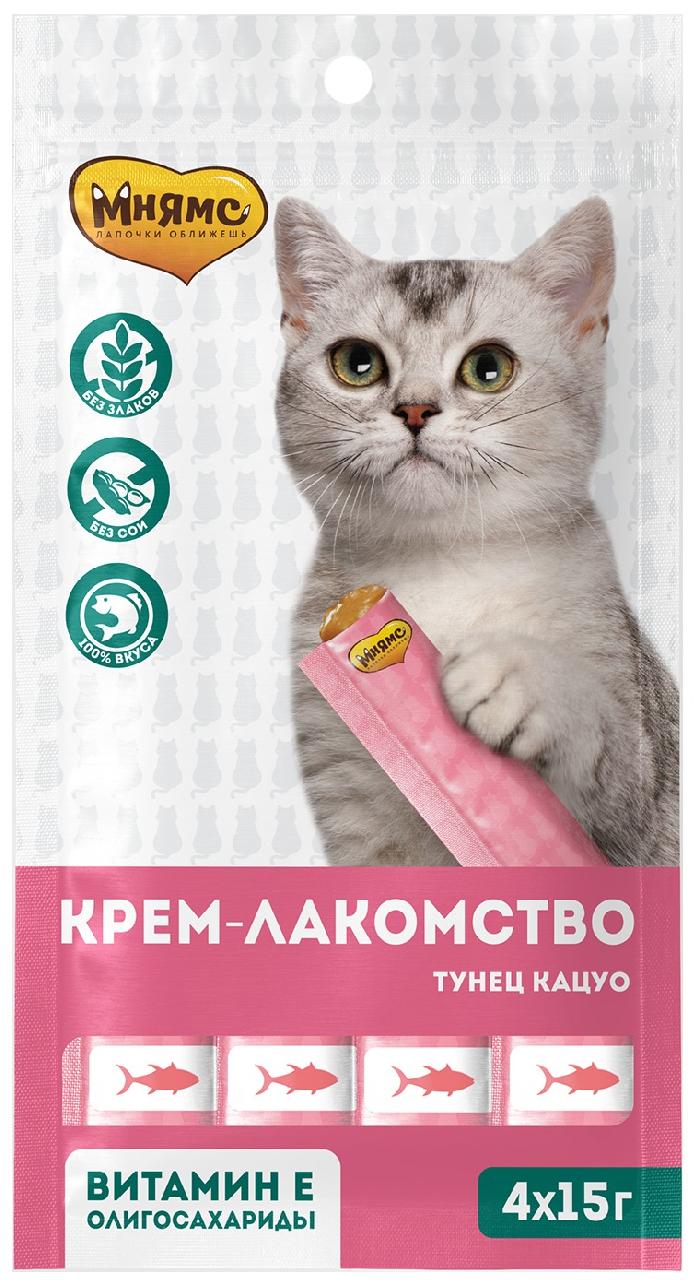 Мнямс Крем-лакомство для кошек с тунцом Кацуо 15гх4шт