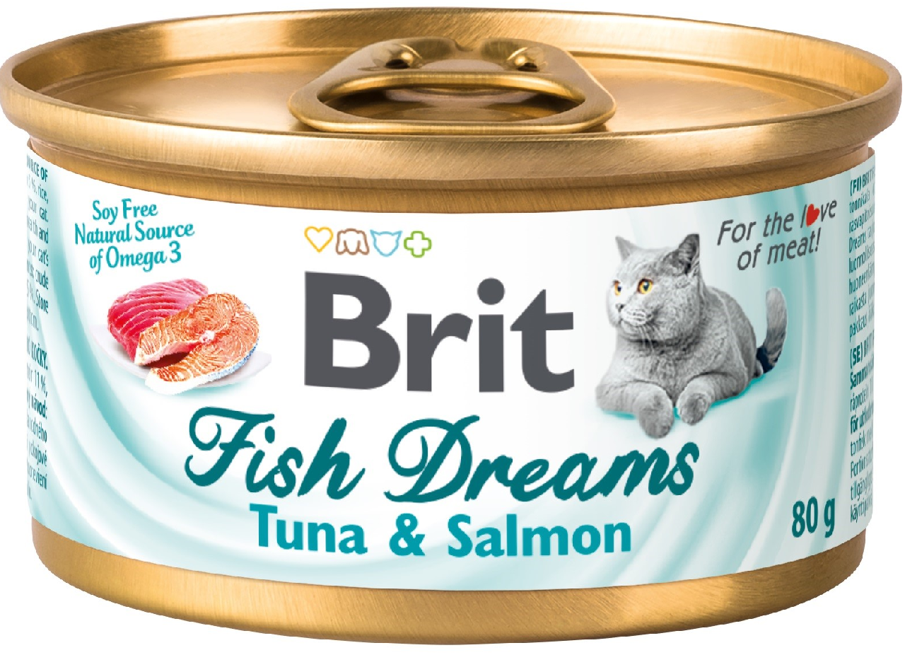 Брит Консервы для кошек Тунец и лосось 80г