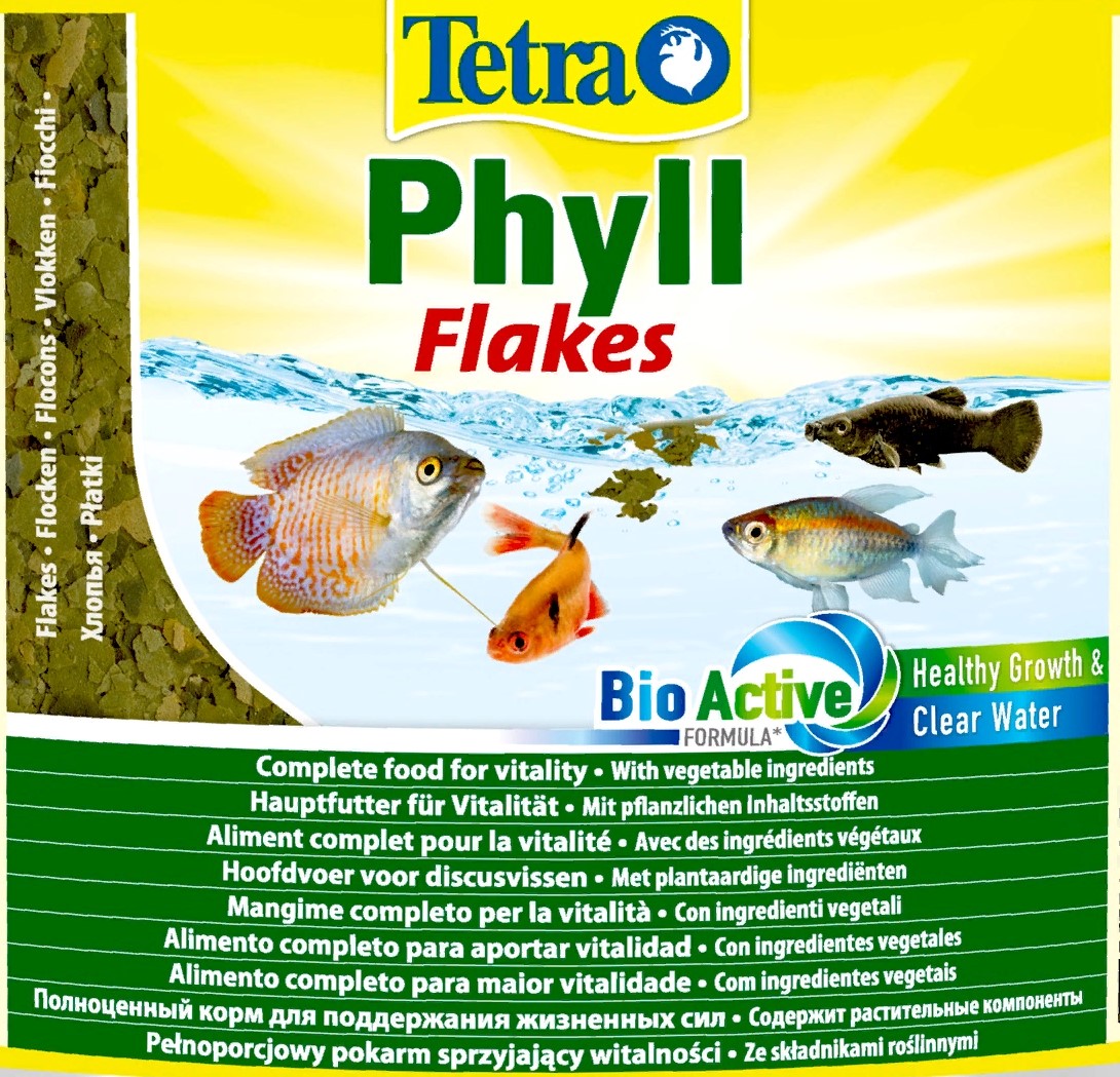 Tetra Phyll Flakes корм для всех видов рыб растительные хлопья 12г (пакет)