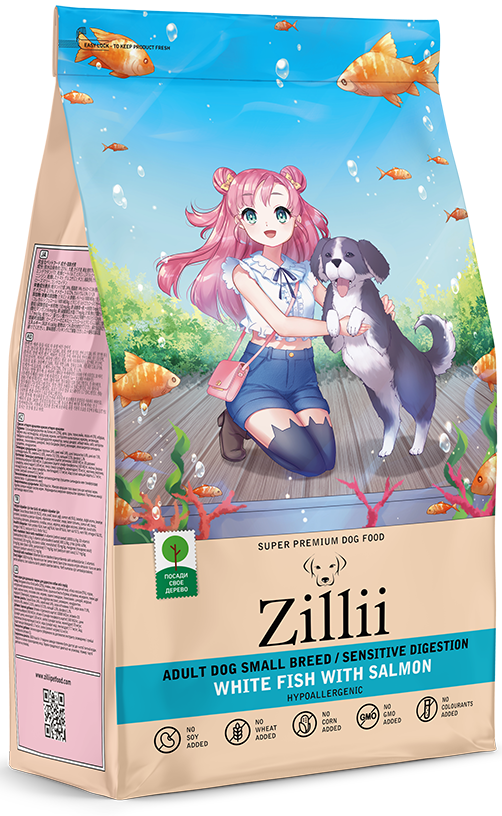 ZILLII Adult Dog Small Breed Sensitive с чувс.пищев.Белая Рыба с Лососем