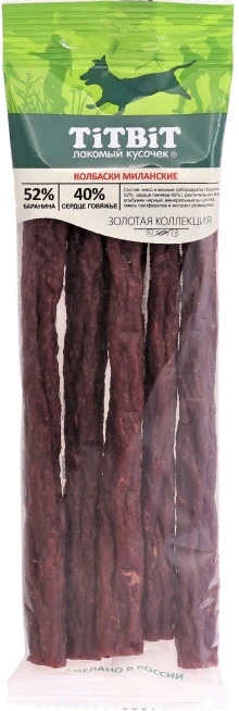 Колбаски Миланские для собак Золотая коллекция 75г