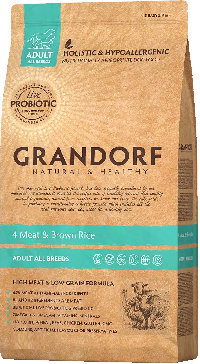 GRANDORF 4 мяса с пробиотиками для собак средних и крупных пород