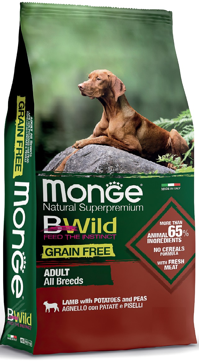 Monge Dog BWild GRAIN FREE беззерновой корм из ягненка с картофелем для собак всех пород