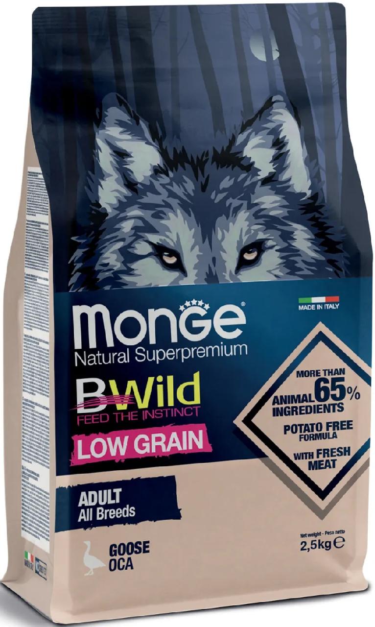 Monge Dog BWild LOW GRAIN низкозерновой корм из мяса гуся для собак всех пород