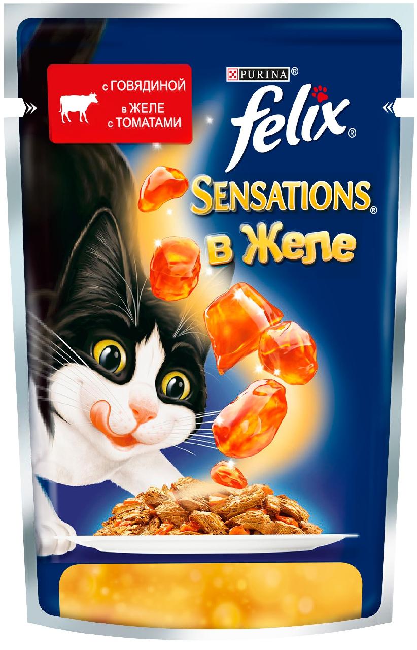 Felix Sensations пауч для кошек говядина/сыр 75г