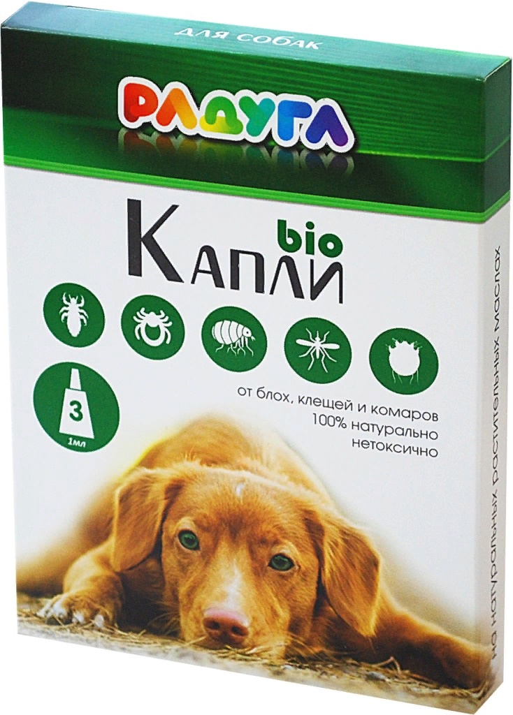 РАДУГА БИО капли д/собак от блох, клещей, комаров 1*3мл