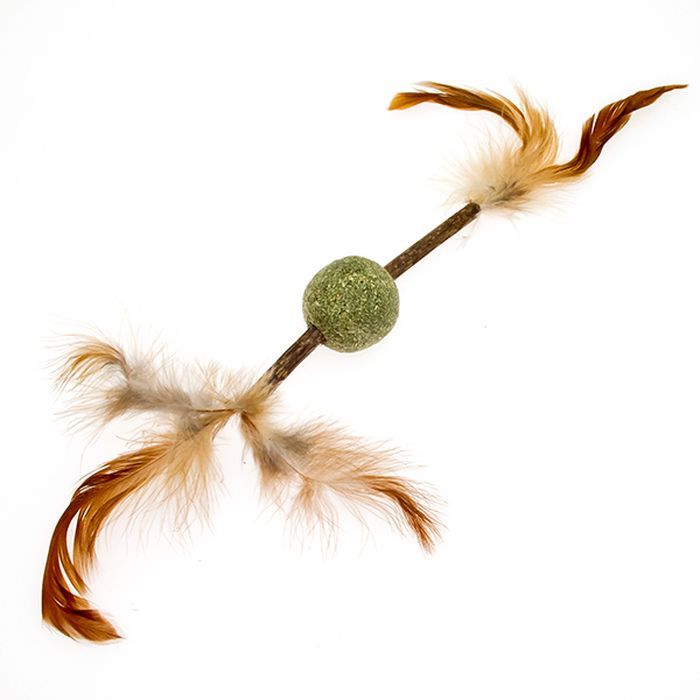 Игрушка для кошек из мяты Шар с палочками и перьями 140мм
