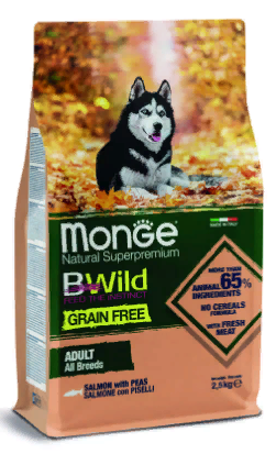 Monge Dog BWild GRAIN FREE беззерновой корм из лосося для взрослых собак всех пород