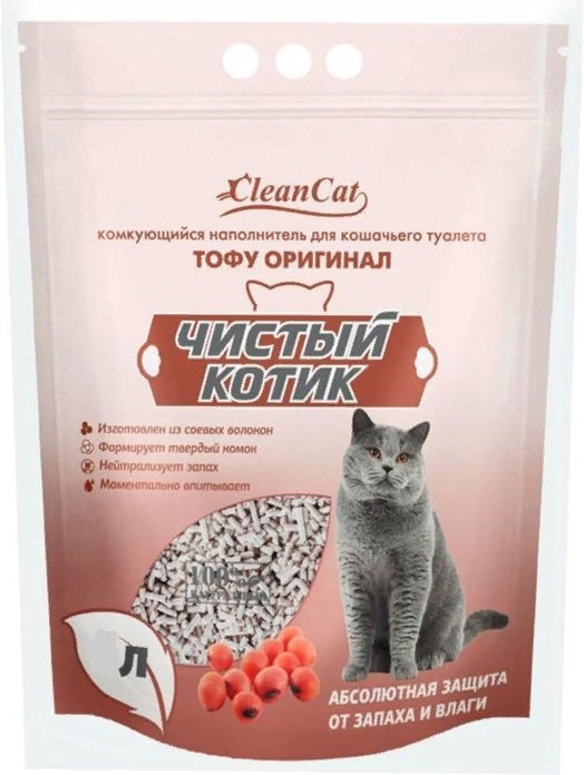 Наполнитель "Чистый Котик" Tofu Original комкующийся растительный 12л