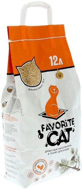 Наполнитель FAVORITE CAT Древесный, 12л