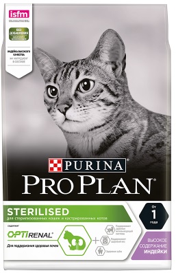 Проплан корм для кошек стерилизованных с индейкой OPTIRENAL