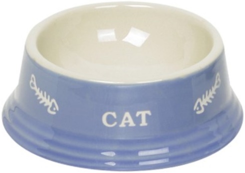 Миска керамика голубая 0,14л с рисунком CAT