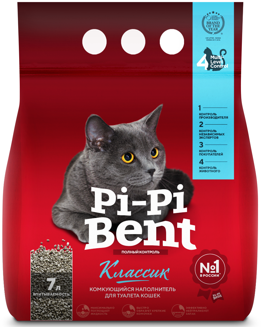 Наполнитель Pi-Pi-Bent Классик комкующийся д/кошек 3кг